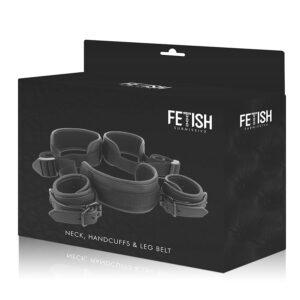 FETISH SUBMISSIVE - POSITION JAMBES OUVERTES AVEC MENOTTES DOUBLÉES EN NOPRÈN